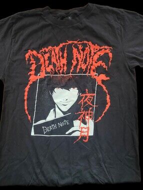 Ripple Junction Black T-Shirt with Red and White Death Note Graphic